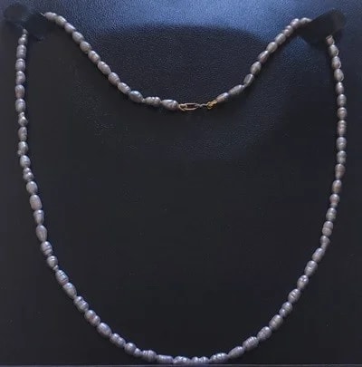 Collana Girocollo Donna 47 Cm Perle Barocche Grigie Oro Giallo 18 Kt Carati Ct 750 - immagine 2