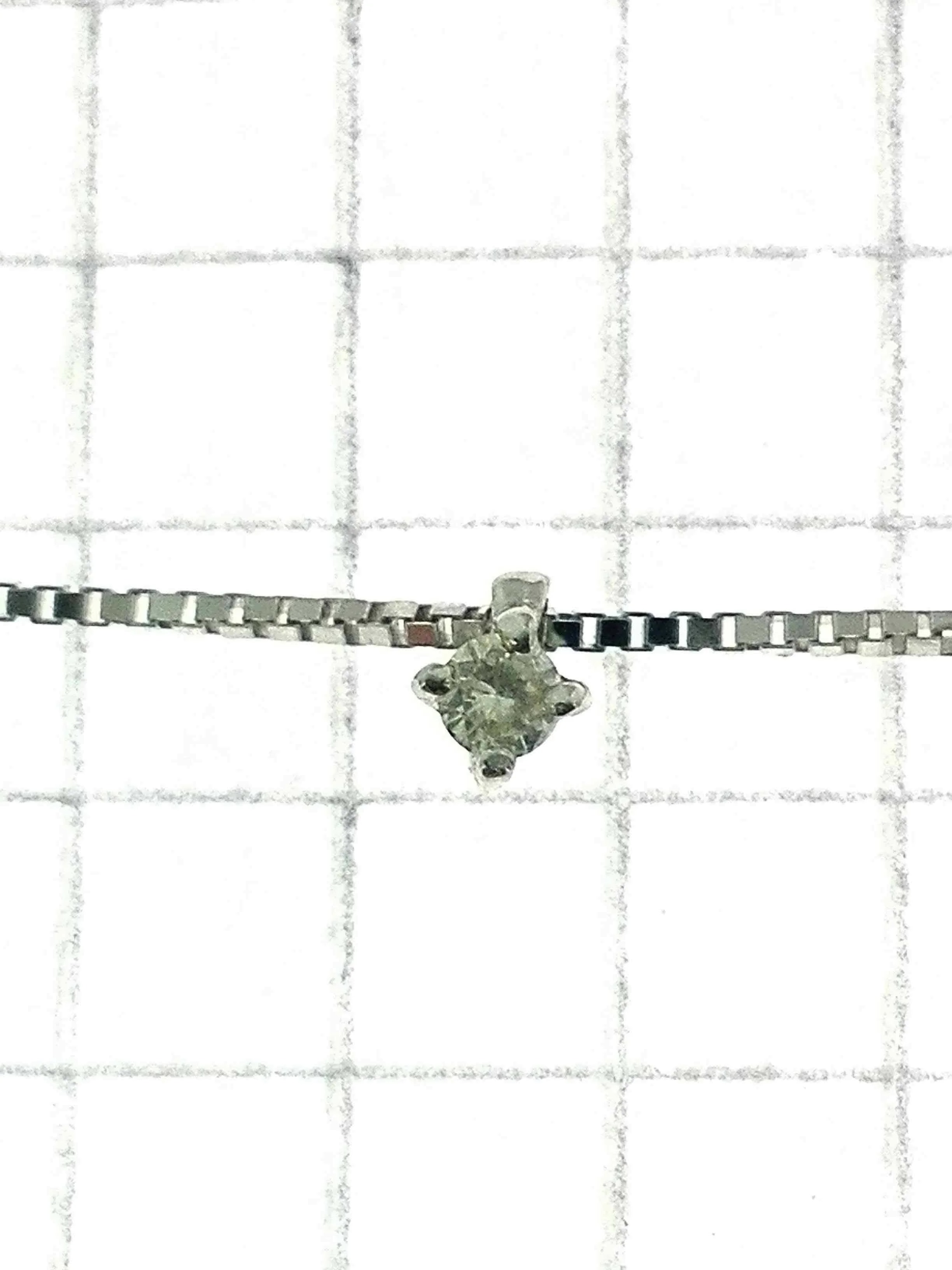 Collana Girocollo Donna Diamanti Oro Bianco 18 Kt Carati 750 0,04 Ct Punto Luce - immagine 3