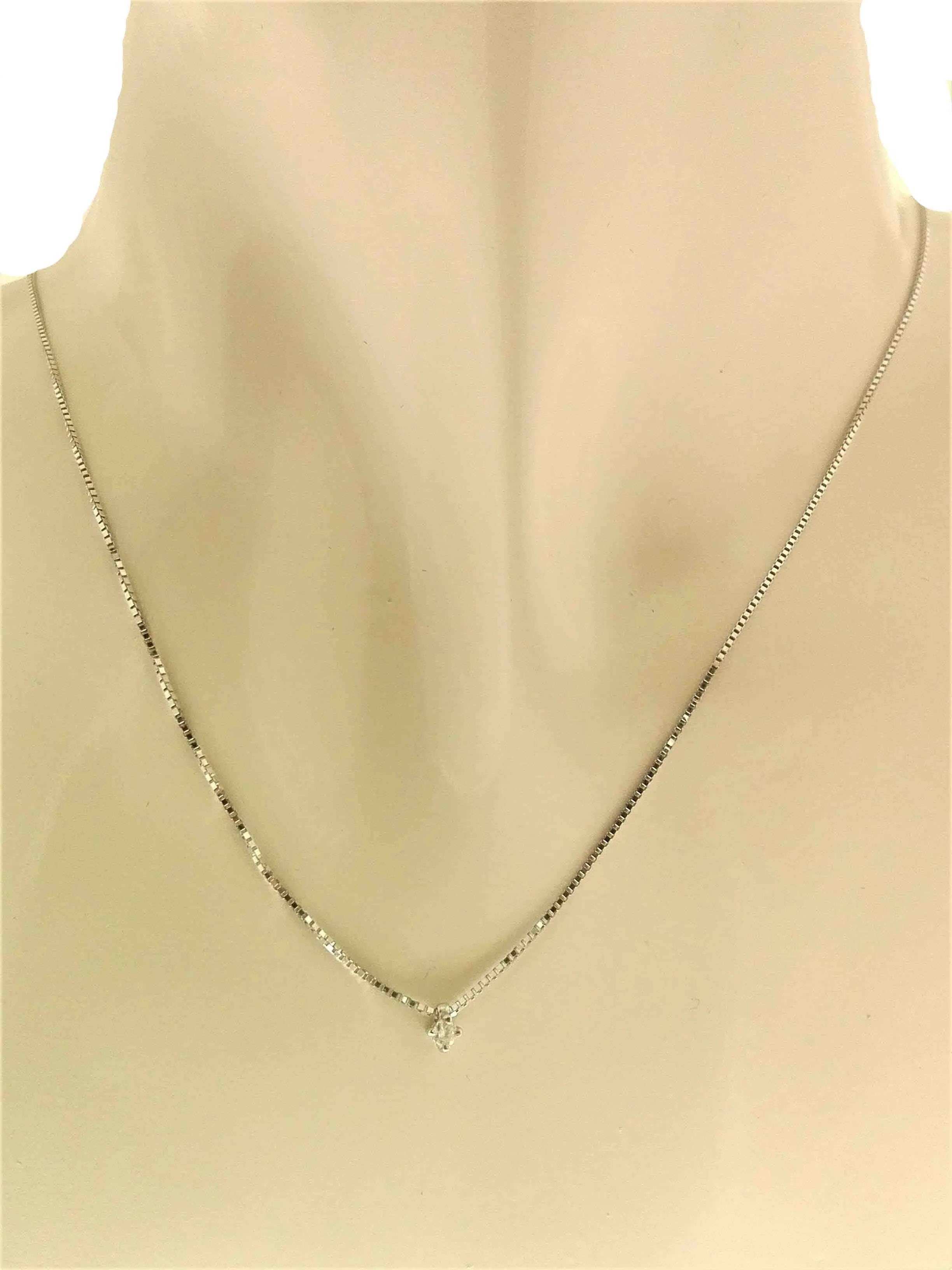 Collana Girocollo Donna Diamanti Oro Bianco 18 Kt Carati 750 0,04 Ct Punto Luce - immagine 2