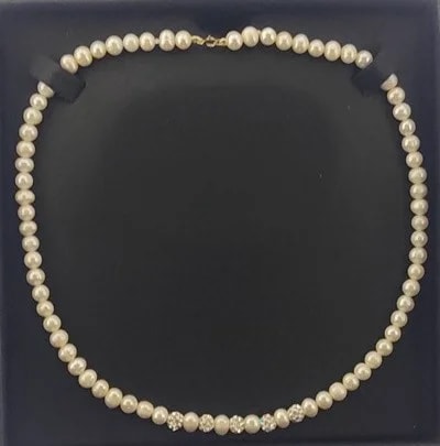 Collana Girocollo Perle Donna Oro Giallo 18 Kt Carati Ct 750