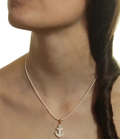 Collana Laccio Ancora uomo Donna Oro Giallo 18 kt Carati 750 - immagine 2