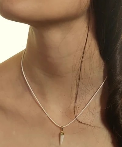 Collana Laccio Cornetto uomo Donna Oro Giallo 18 kt Carati 750 0,95 Gr - immagine 2
