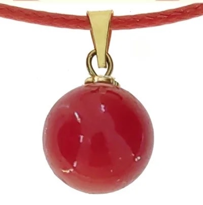 Collana Laccio Pendente Sfera Corallo Donna Oro Giallo 18 kt Carati 750 - immagine 2