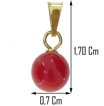 Collana Laccio Pendente Sfera Corallo Donna Oro Giallo 18 kt Carati 750 - immagine 3