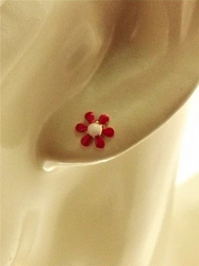Orecchini Bimba Bambina Fiorellino Oro Giallo 18 kt Carati Ct 750 0,90 Gr - immagine 2