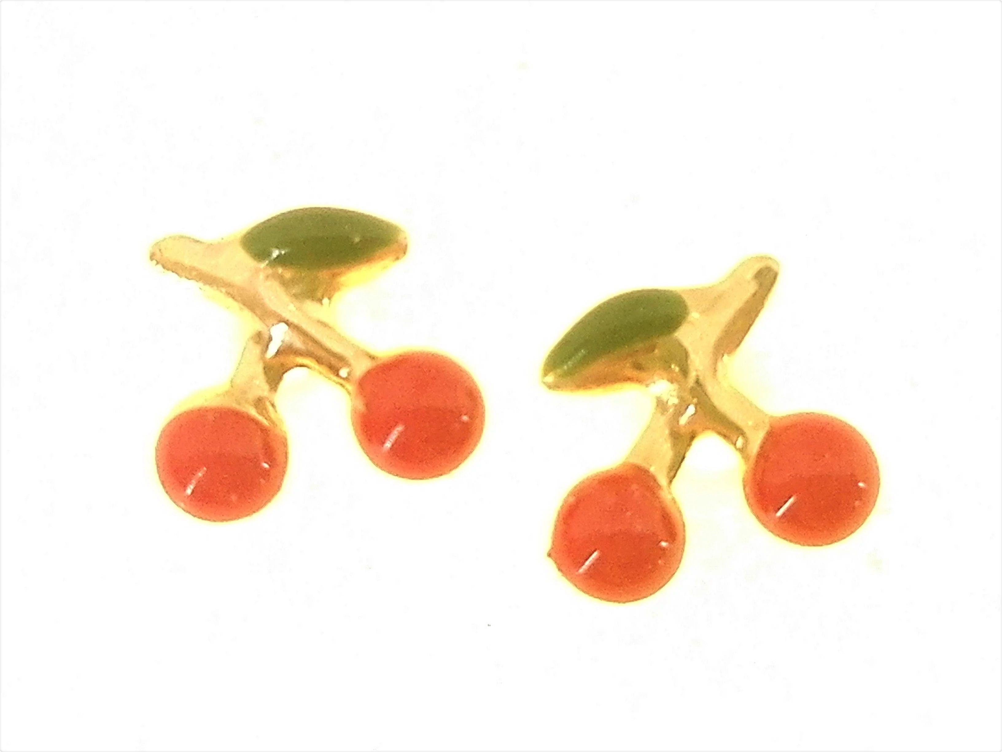 Orecchini Bimba Bambina Ciliegie Oro Giallo 18 kt Carati Ct 750 0,45 Gr