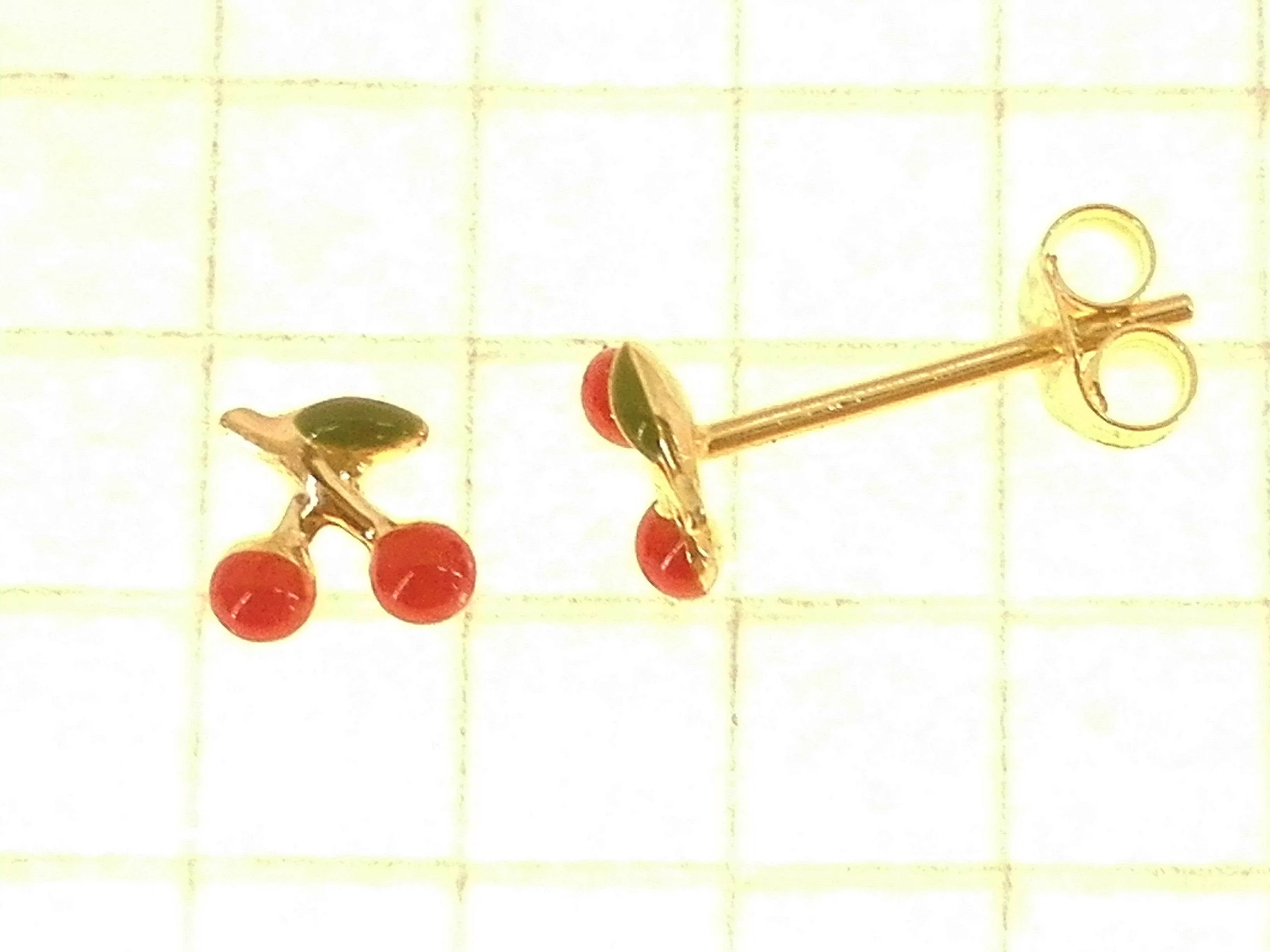 Orecchini Bimba Bambina Ciliegie Oro Giallo 18 kt Carati Ct 750 0,45 Gr - immagine 3