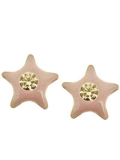Orecchini Bimba Bambina Stella Stellina Oro Giallo 18 kt Carati Ct 750 0,75 Gr