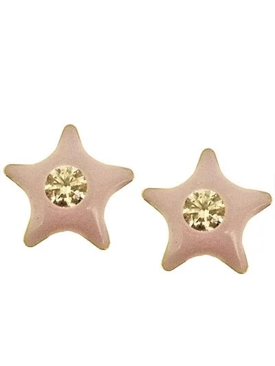 Orecchini Bimba Bambina Stella Stellina Oro Giallo 18 kt Carati Ct 750 0,75 Gr