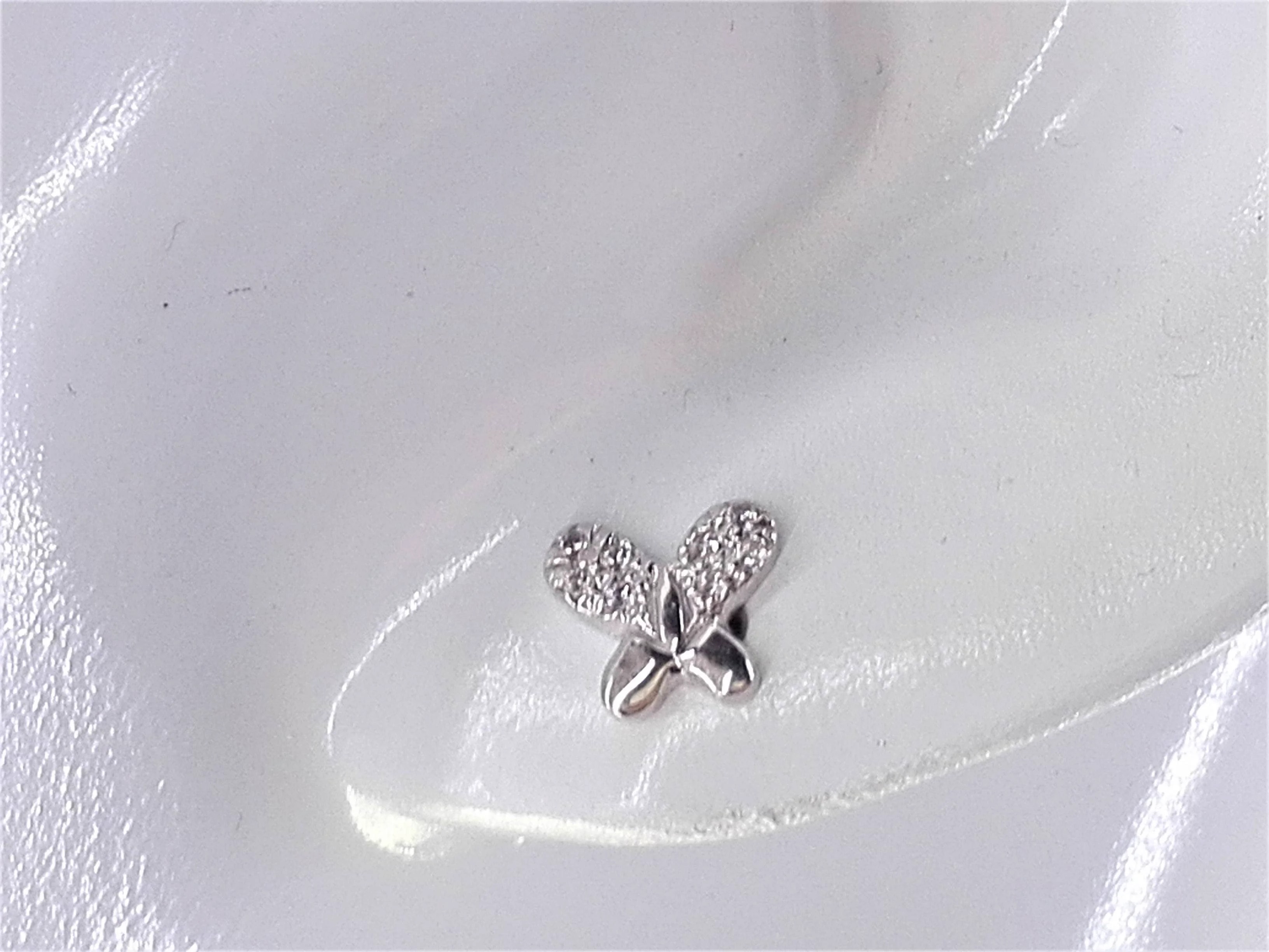 Orecchini Donna Bimba Bambina Farfallina Oro Bianco 18 kt Carati Ct 750 1,50 Gr - immagine 2