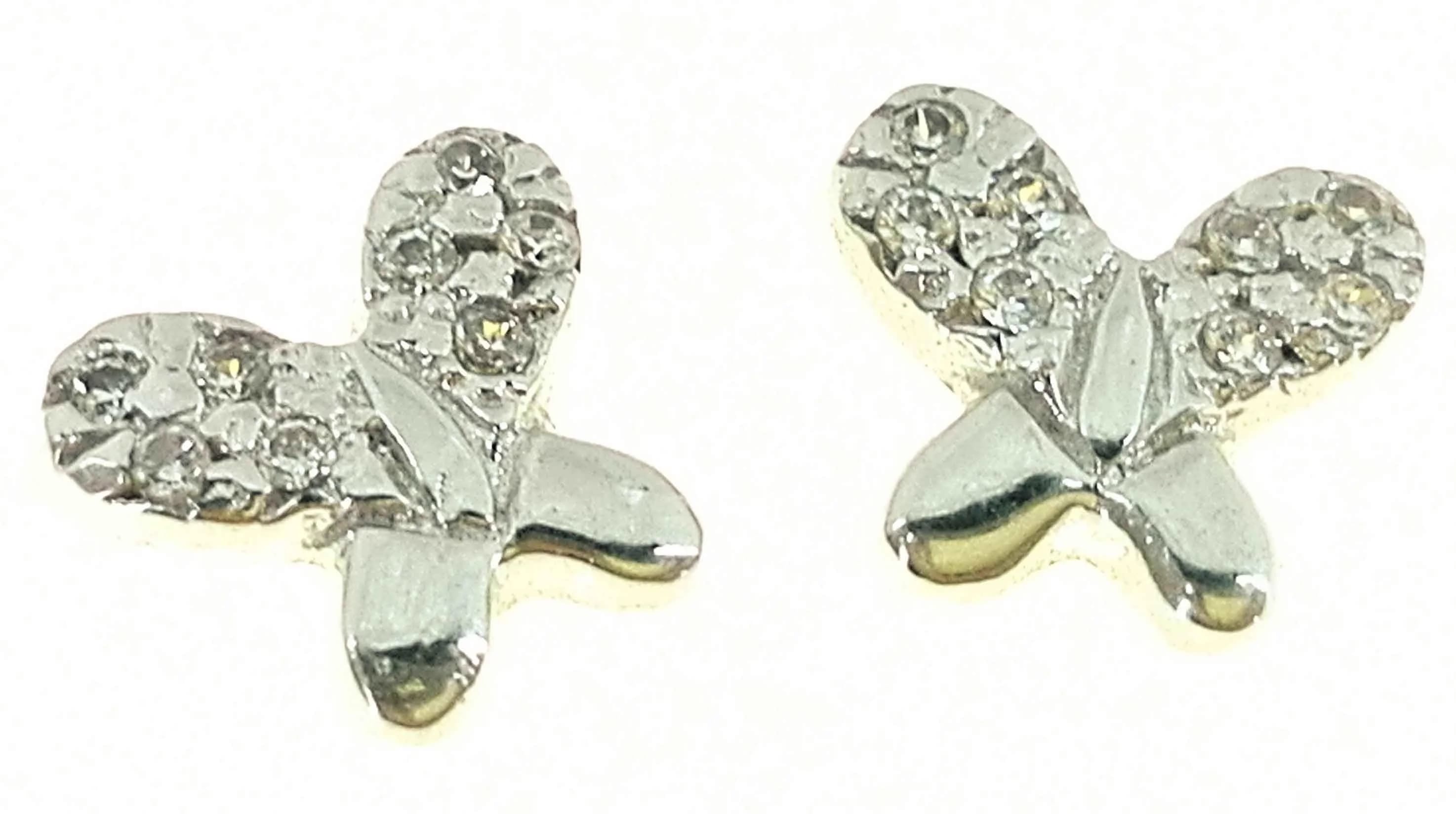 Orecchini Donna Bimba Bambina Farfallina Oro Bianco 18 kt Carati Ct 750 1,50 Gr