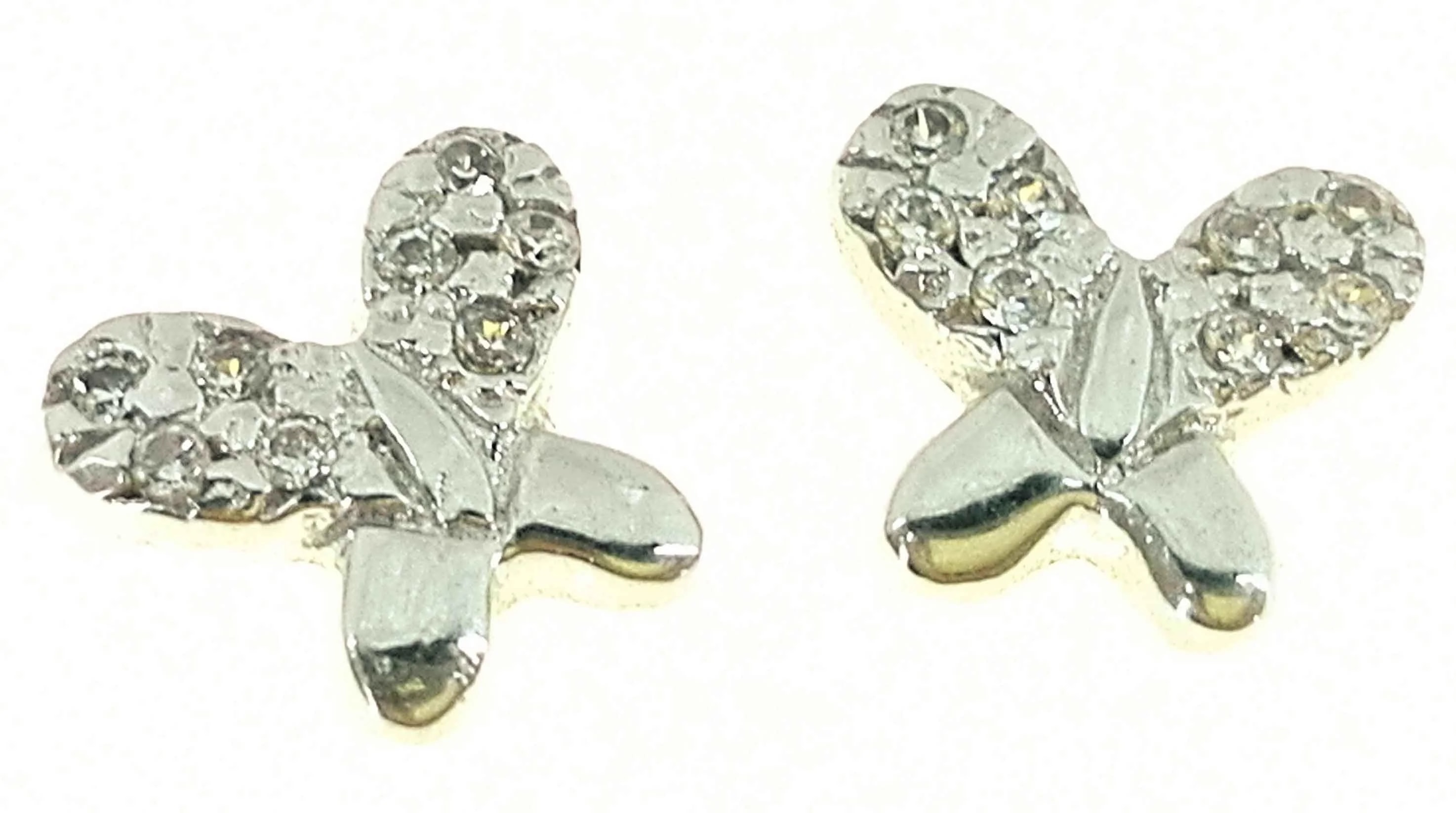 Orecchini Donna Bimba Bambina Farfallina Oro Bianco 18 kt Carati Ct 750 1,50 Gr