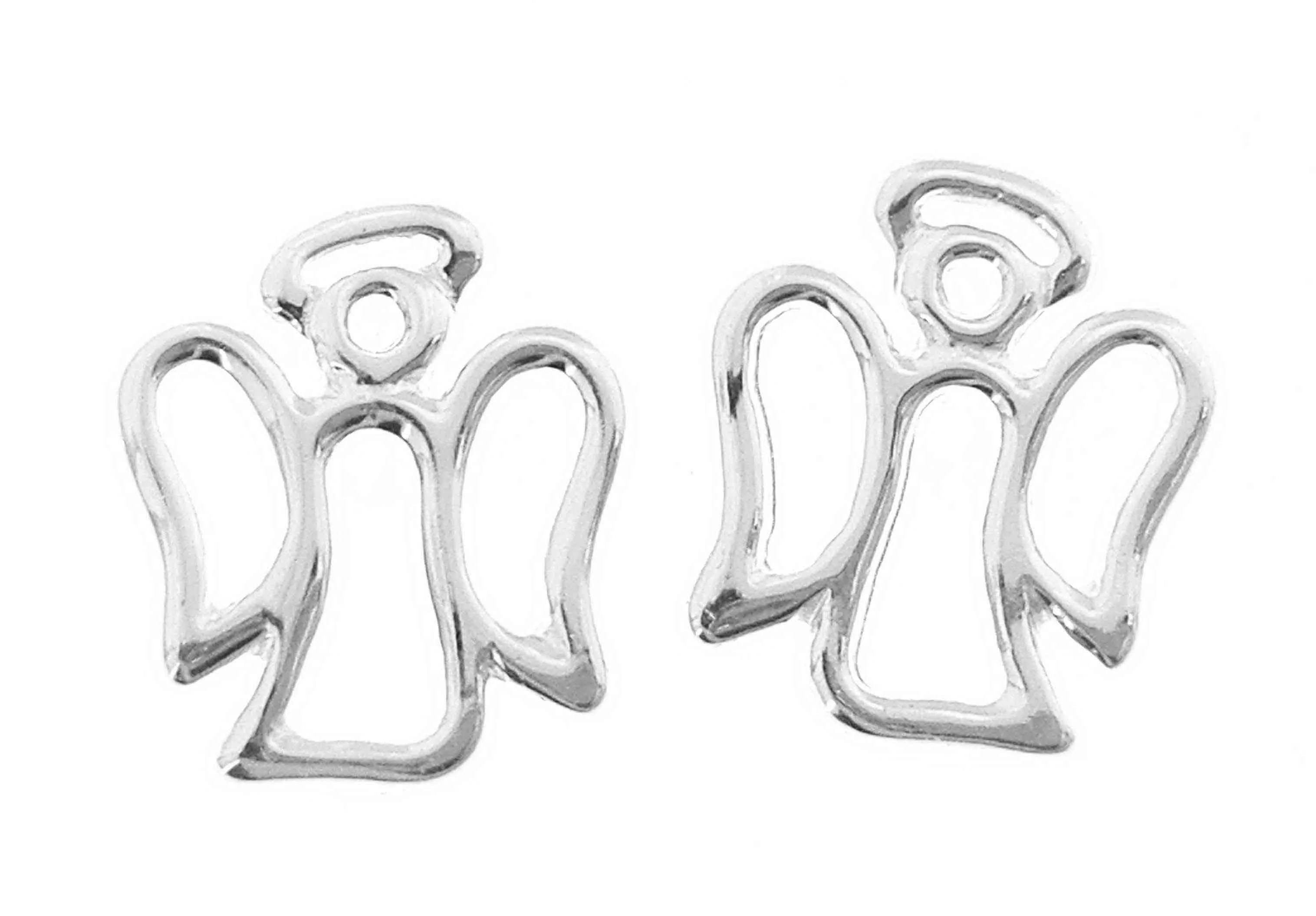 Orecchini Donna Bimba Bambina Oro Bianco 18 kt Carati Ct 750 1,05 Gr Angeli