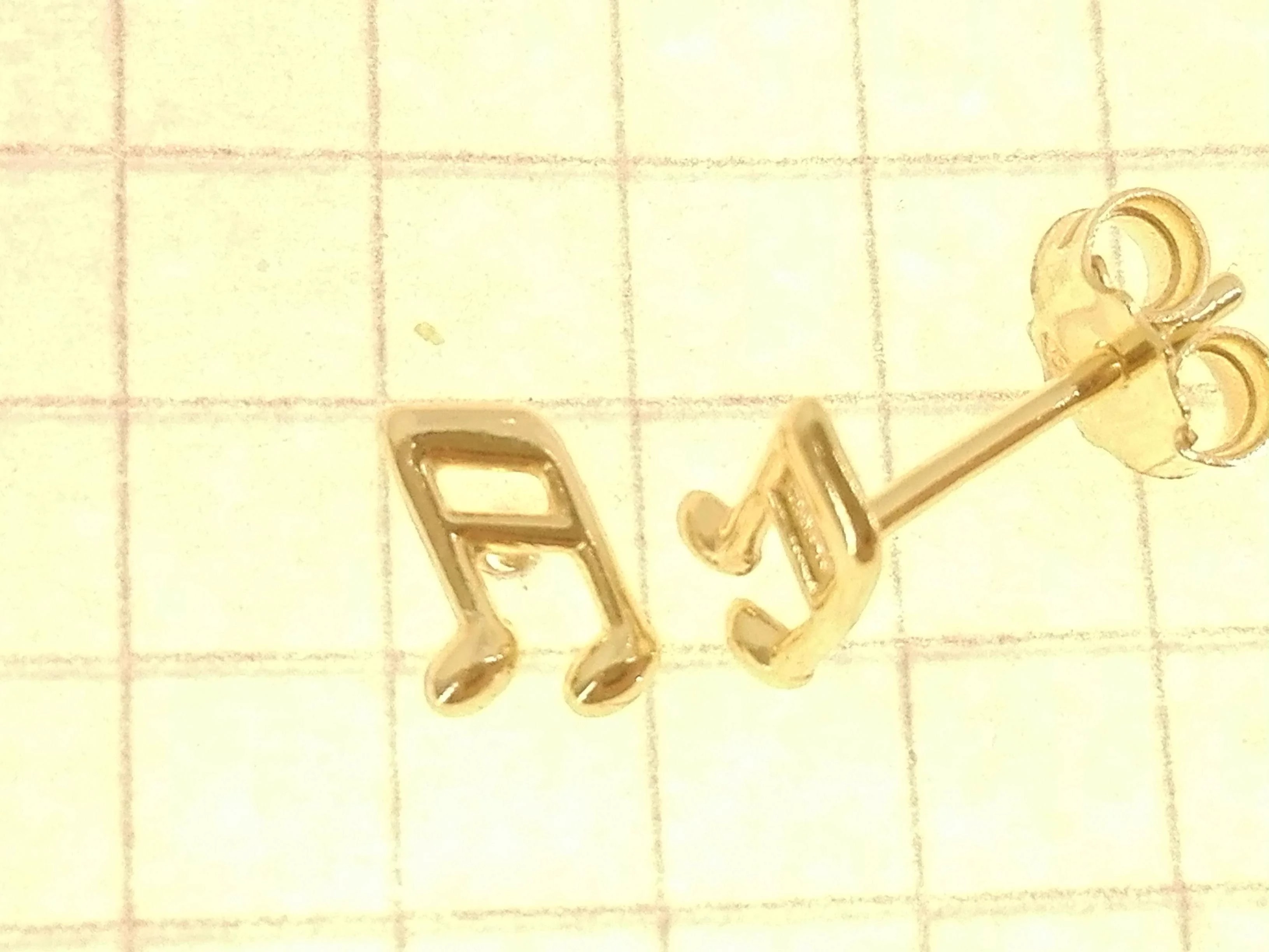 Orecchini Donna Bambina Oro Giallo 18 kt Carati Ct 750 0,85 Gr Nota Musicale - immagine 3