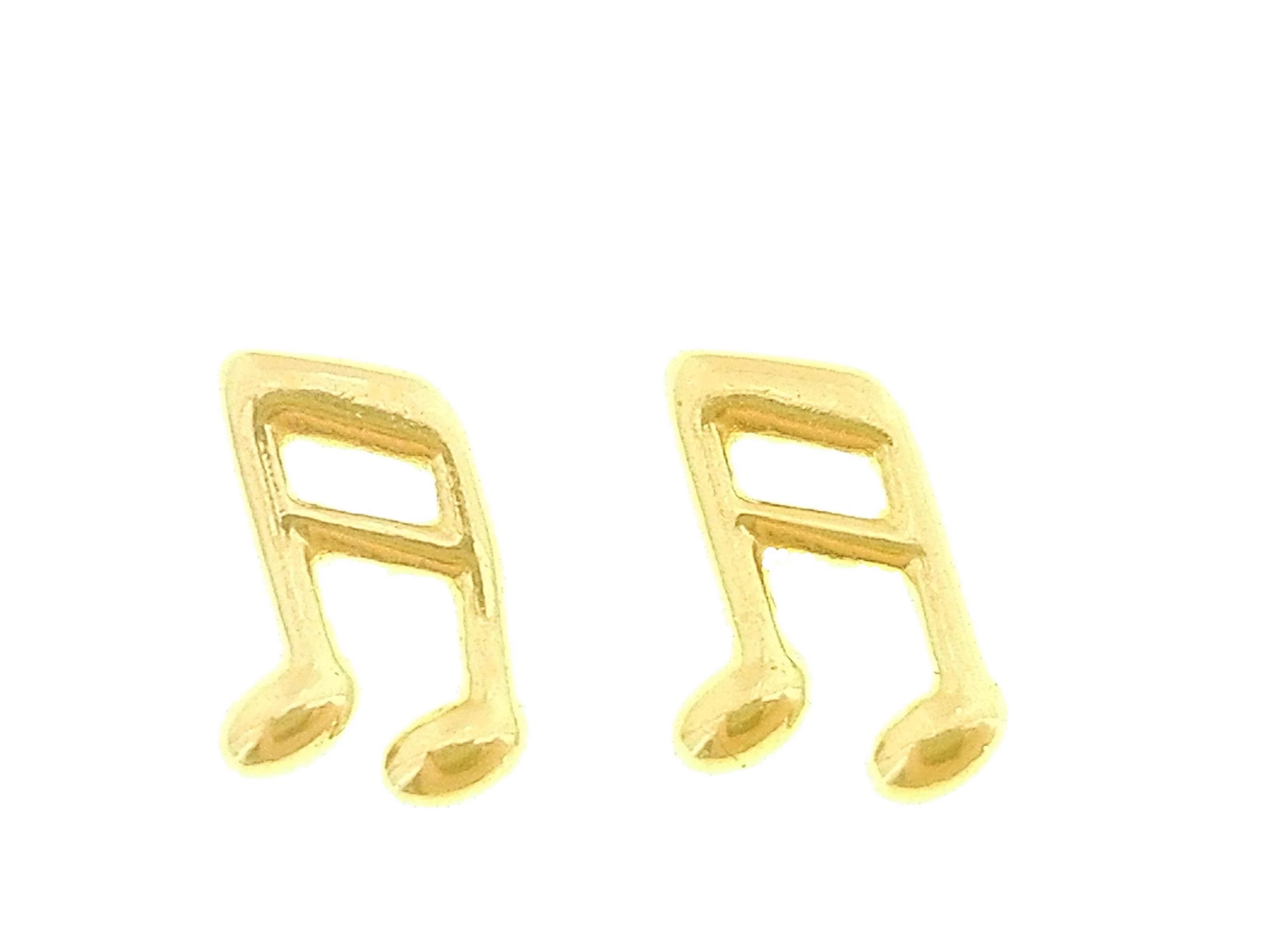 Orecchini Donna Bambina Oro Giallo 18 kt Carati Ct 750 0,85 Gr Nota Musicale