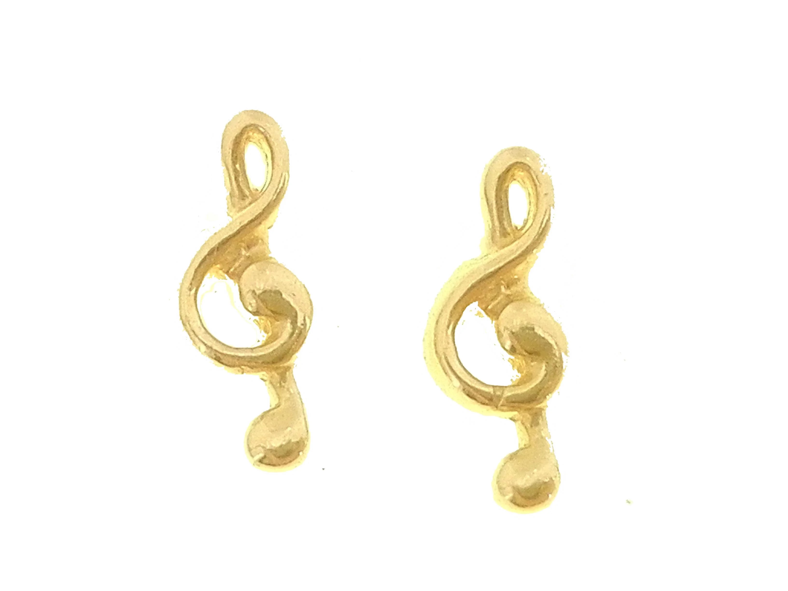 Orecchini Donna Bambina Oro Giallo 18 kt Carati Ct 750 0,95 Gr Chiave Violino