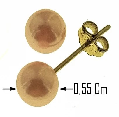 Orecchini Donna Bimba Bambina Perle Rosa Oro Giallo 18 kt Carati Ct 750 0,60 Gr - immagine 2