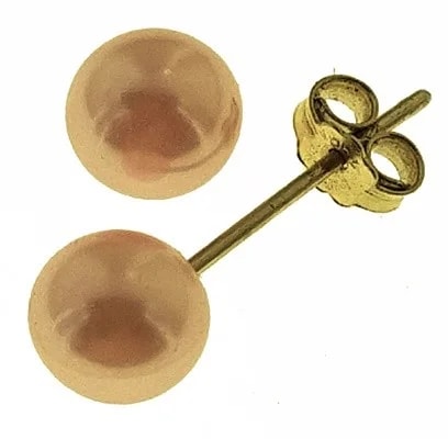 Orecchini Donna Bimba Bambina Perle Rosa Oro Giallo 18 kt Carati Ct 750 0,60 Gr