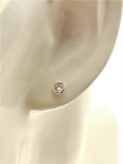 Orecchini Donna Bimba Bambina Punto Luce Solitario Oro Bianco 18 kt Carati 750 - immagine 2