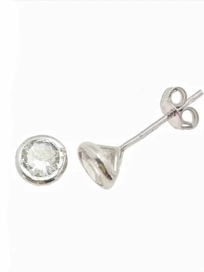 Orecchini Donna Bimba Bambina Punto Luce Solitario Oro Bianco 18 kt Carati 750