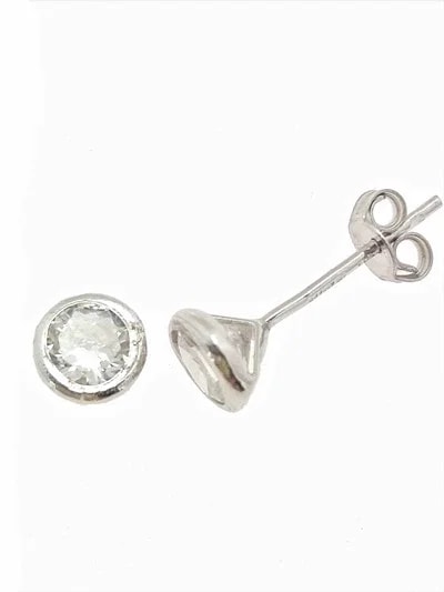 Orecchini Donna Bimba Bambina Punto Luce Solitario Oro Bianco 18 kt Carati 750