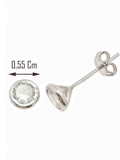 Orecchini Donna Bimba Bambina Punto Luce Solitario Oro Bianco 18 kt Carati 750 - immagine 3