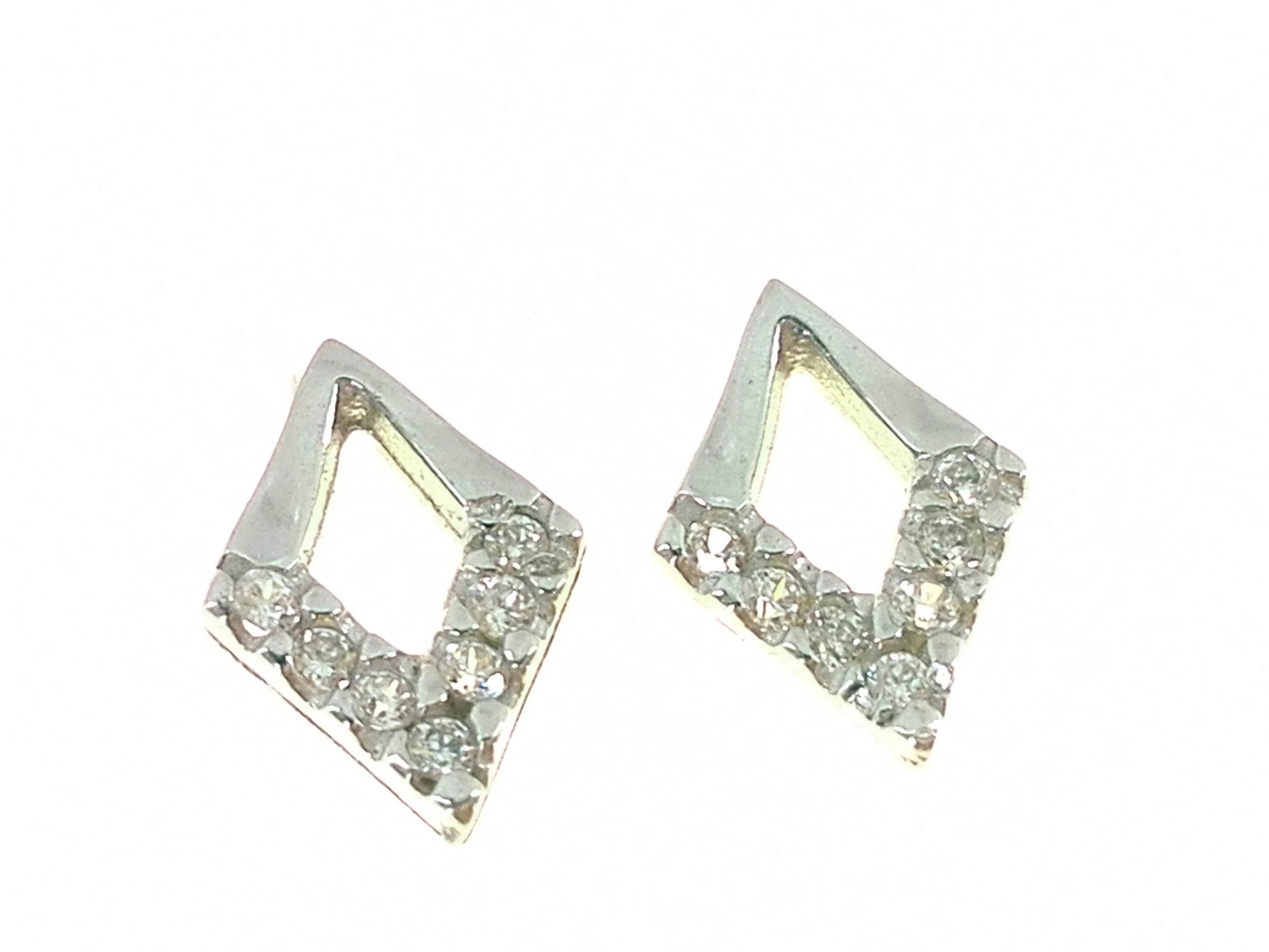 Orecchini Donna Bimba Bambina Rombi Oro Bianco 18 kt Carati Ct 750 1,40 Gr