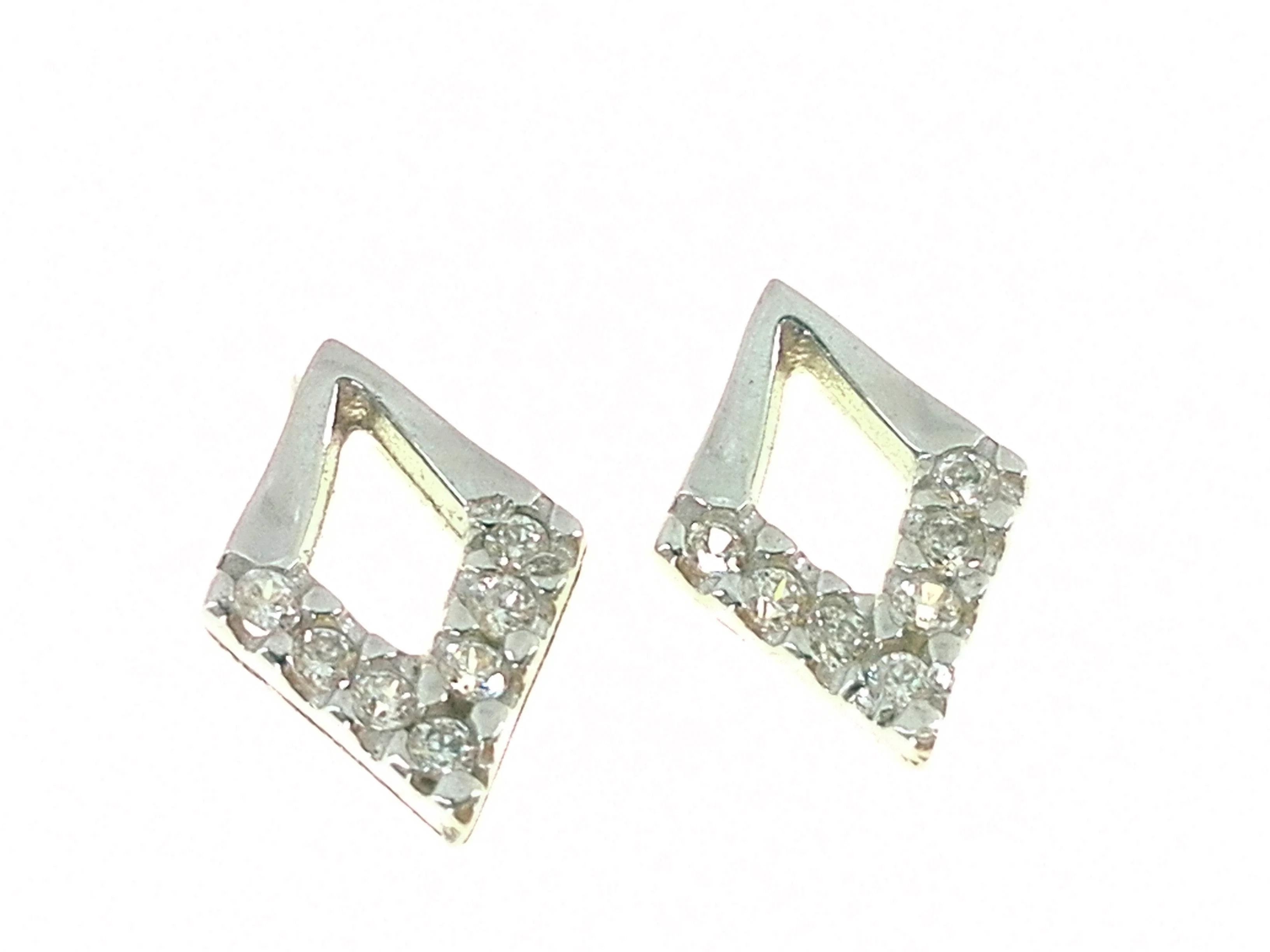 Orecchini Donna Bimba Bambina Rombi Oro Bianco 18 kt Carati Ct 750 1,40 Gr