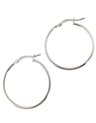 Orecchini Donna Cerchio Cerchi Oro Bianco 18 kt Carati Ct 750 0,95 Gr