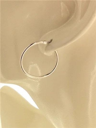 Orecchini Donna Cerchio Cerchi Oro Bianco 18 kt Carati Ct 750 1,20 Gr - immagine 3