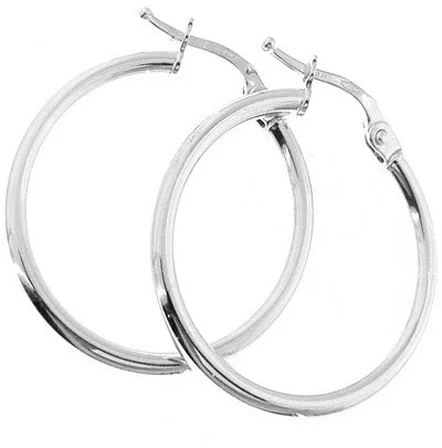 Orecchini Donna Cerchio Cerchi Oro Bianco 18 kt Carati Ct 750 1,20 Gr