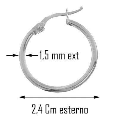 Orecchini Donna Cerchio Cerchi Oro Bianco 18 kt Carati Ct 750 1,20 Gr - immagine 2