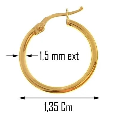 Orecchini Donna Cerchio Cerchi Oro Giallo 18 kt Carati Ct 750 1,0 Gr - immagine 4