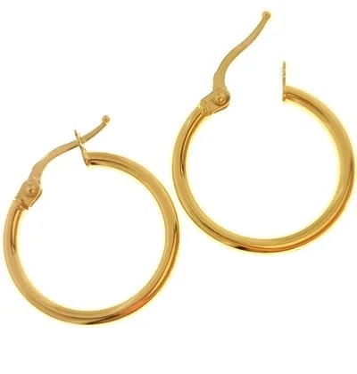 Orecchini Donna Cerchio Cerchi Oro Giallo 18 kt Carati Ct 750 1,0 Gr - immagine 3