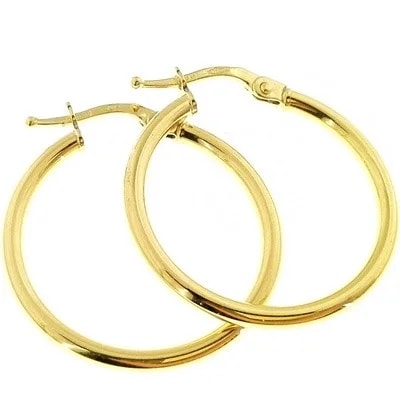 Orecchini Donna Cerchio Cerchi Oro Giallo 18 kt Carati Ct 750 1,0 Gr