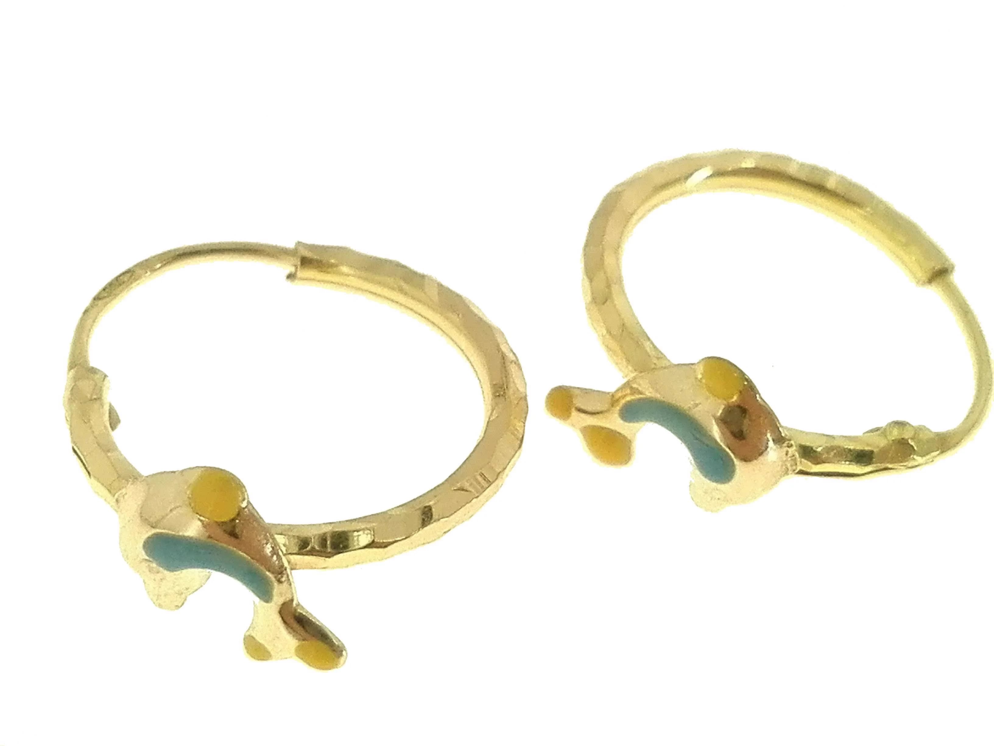 Orecchini Bimba Bambina Cerchio Oro Giallo 18 kt Carati Ct 750 0,95 Gr