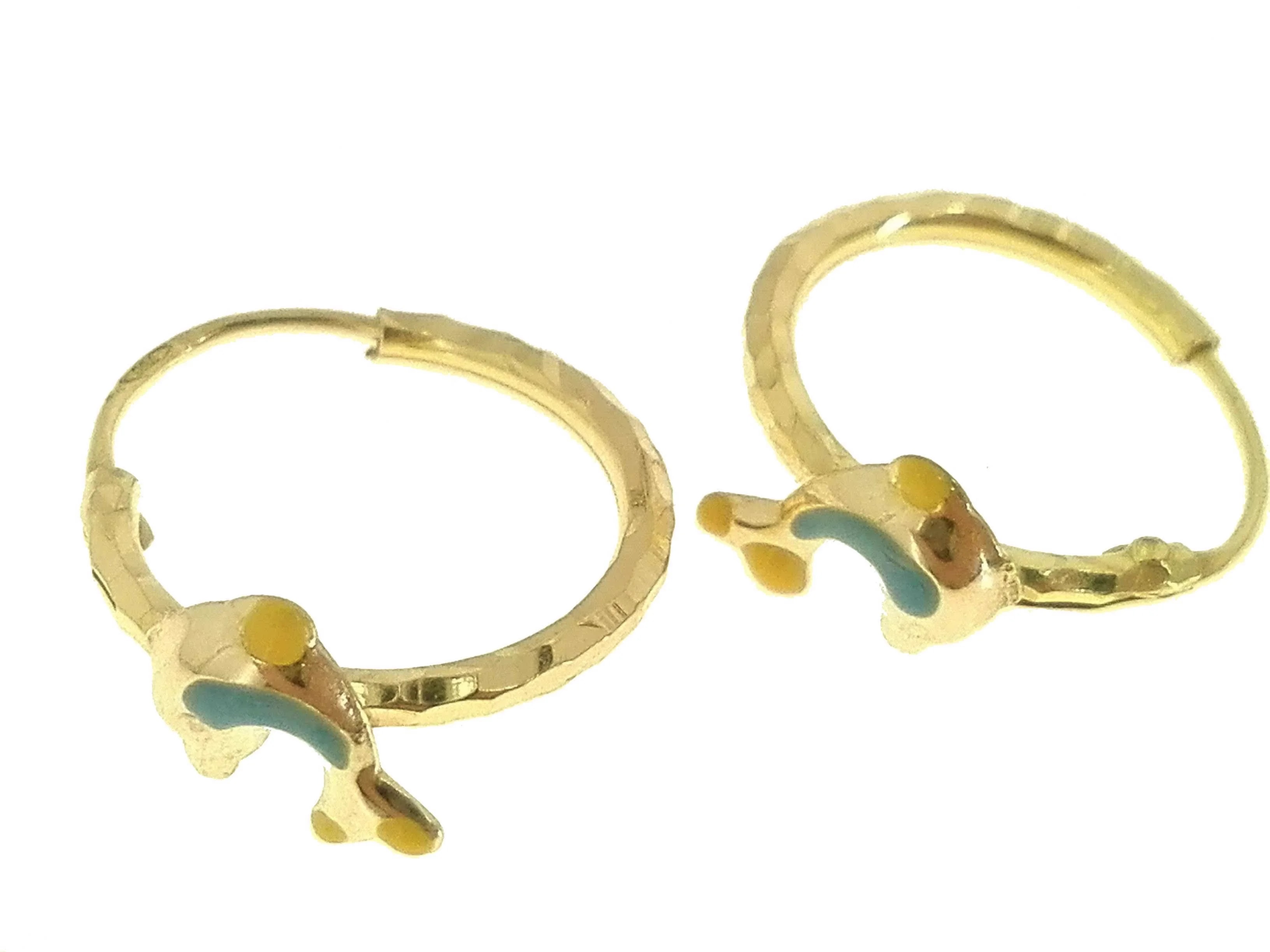 Orecchini Bimba Bambina Cerchio Oro Giallo 18 kt Carati Ct 750 0,95 Gr