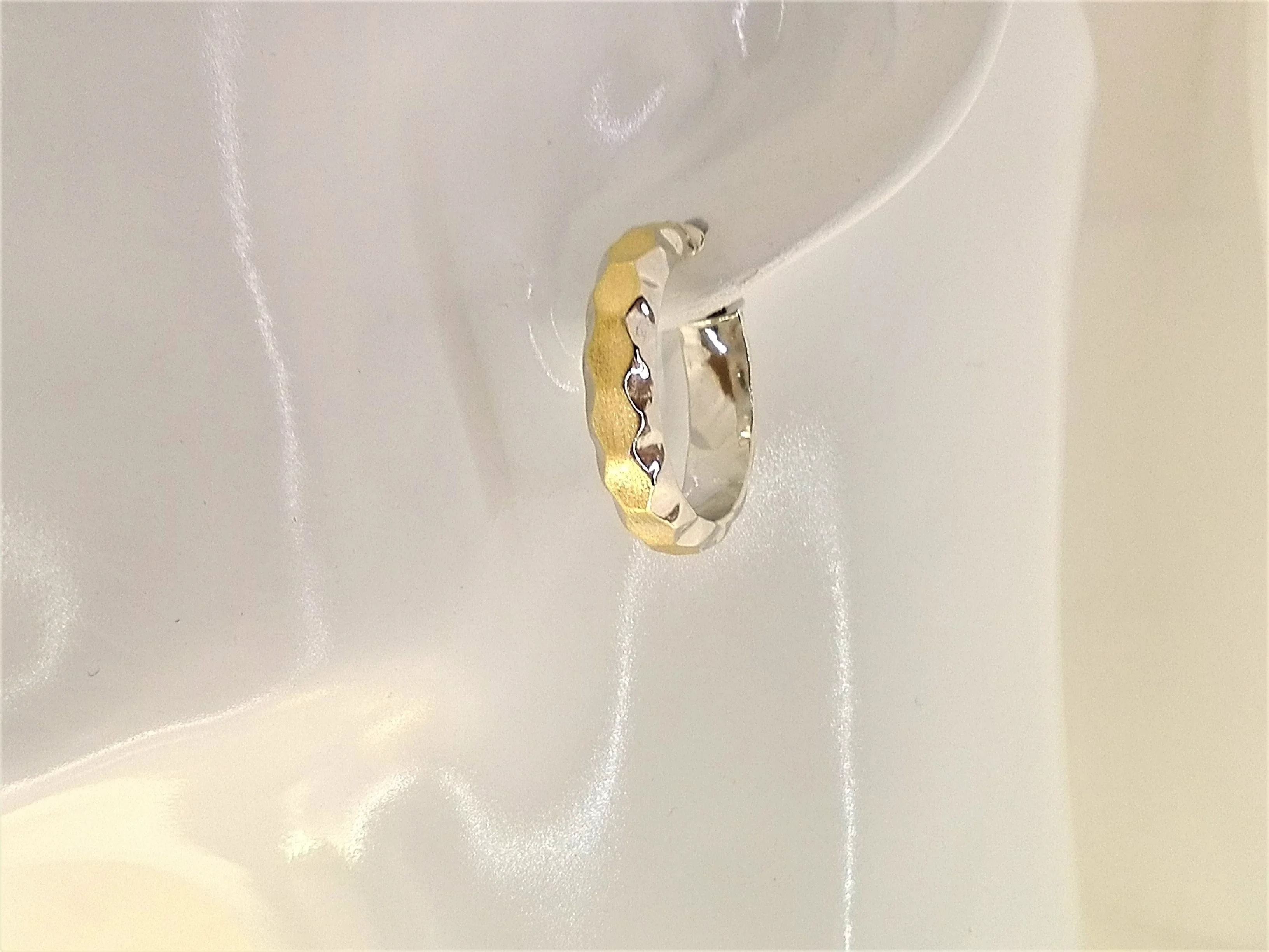 Orecchini Donna Cerchio Cerchi Oro Bianco e Giallo18 kt Carati Ct 750 3,95 Gr - immagine 2