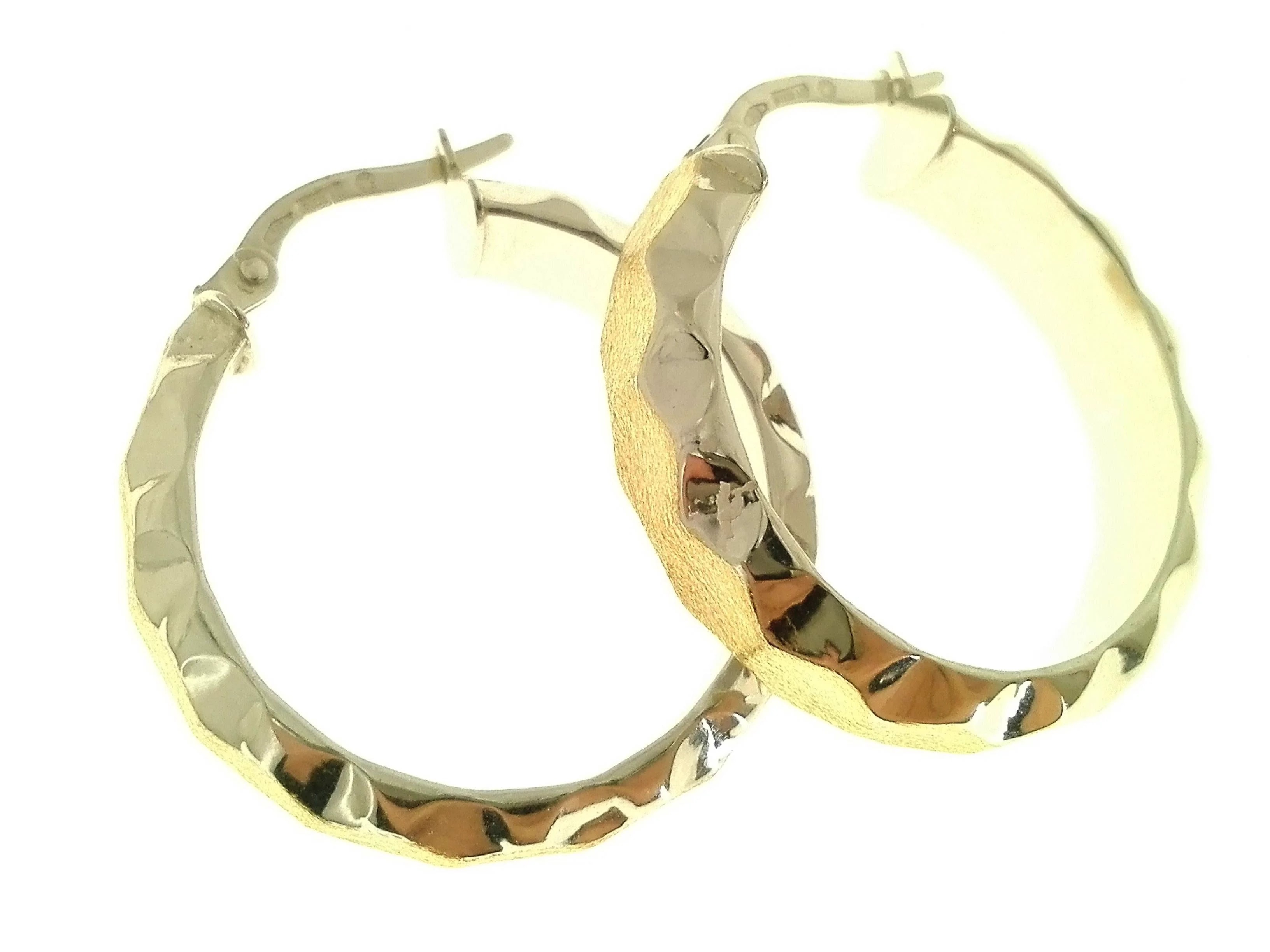Orecchini Donna Cerchio Cerchi Oro Bianco e Giallo18 kt Carati Ct 750 3,95 Gr - immagine 3