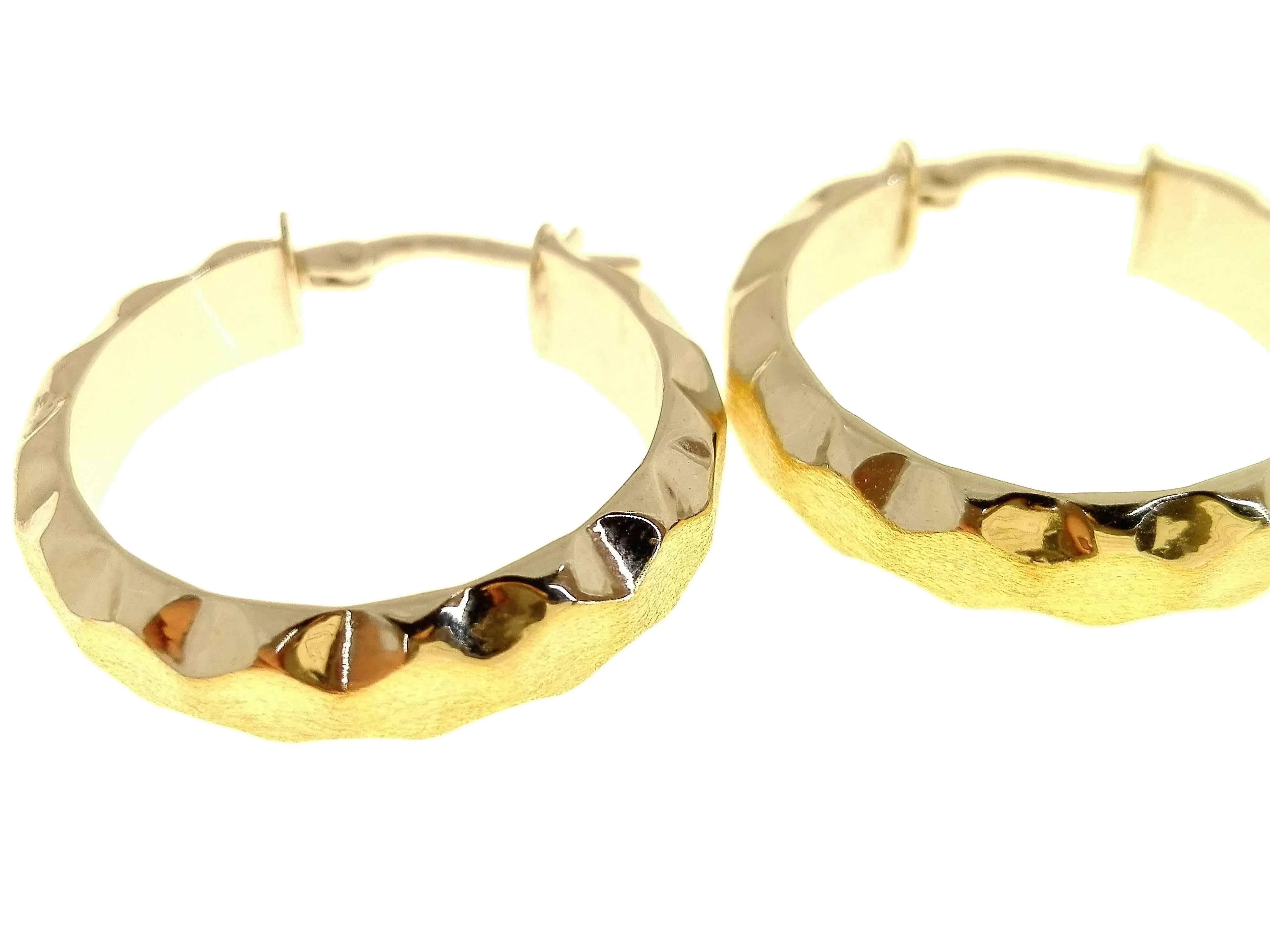 Orecchini Donna Cerchio Cerchi Oro Bianco e Giallo18 kt Carati Ct 750 3,95 Gr - immagine 5