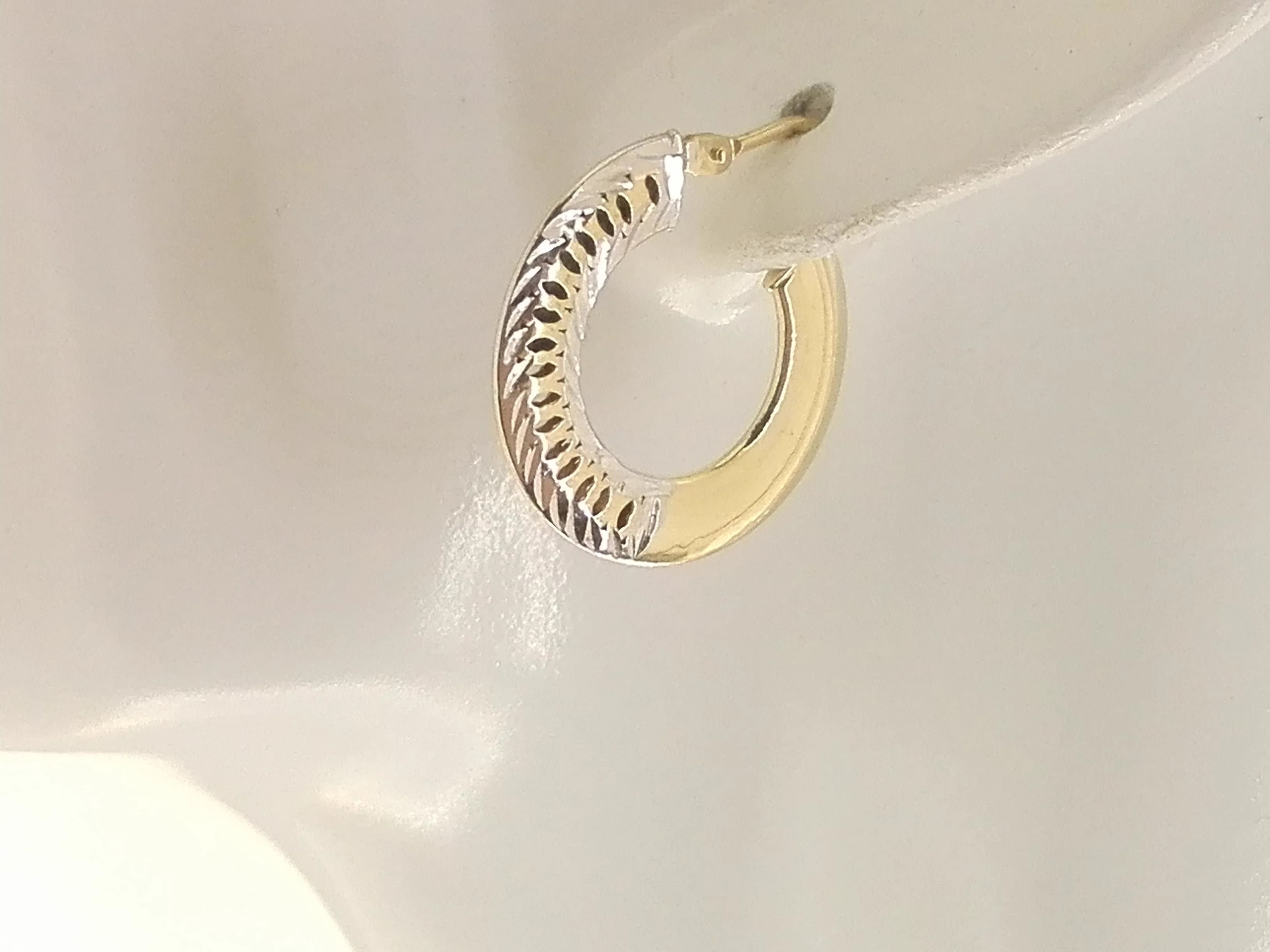 Orecchini Donna Cerchio Cerchi Oro Giallo Bianco 18 kt Carati Ct 750 2,05 Gr - immagine 2