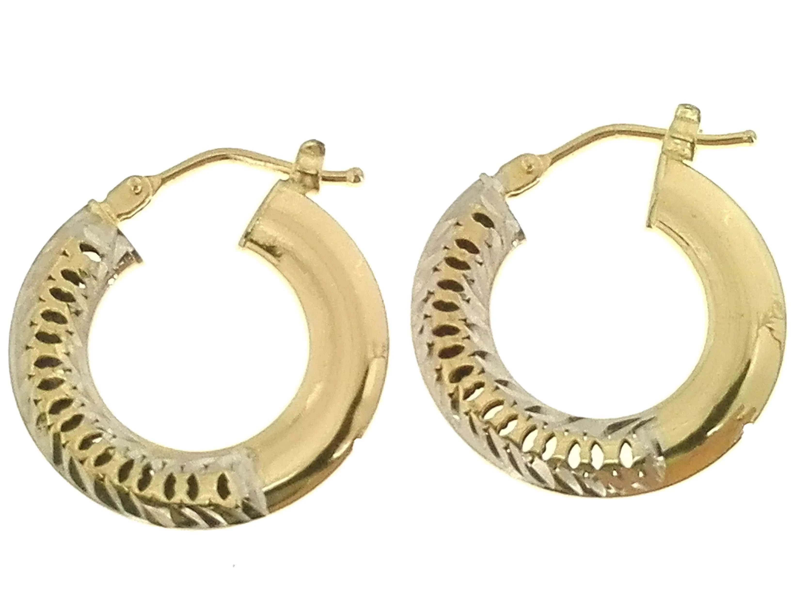 Orecchini Donna Cerchio Cerchi Oro Giallo Bianco 18 kt Carati Ct 750 2,05 Gr