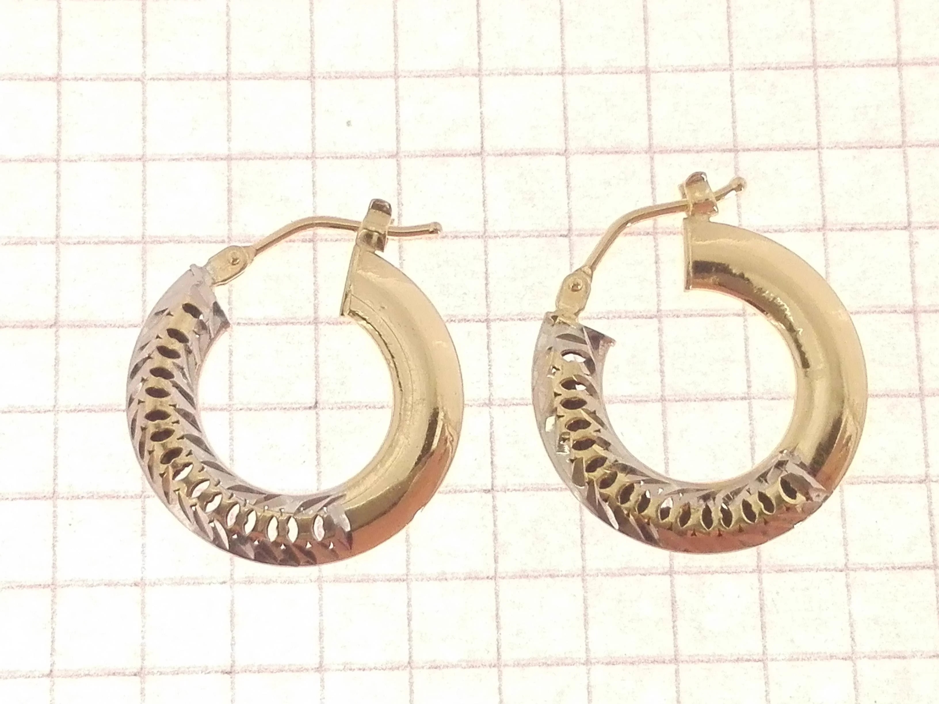 Orecchini Donna Cerchio Cerchi Oro Giallo Bianco 18 kt Carati Ct 750 2,05 Gr - immagine 3