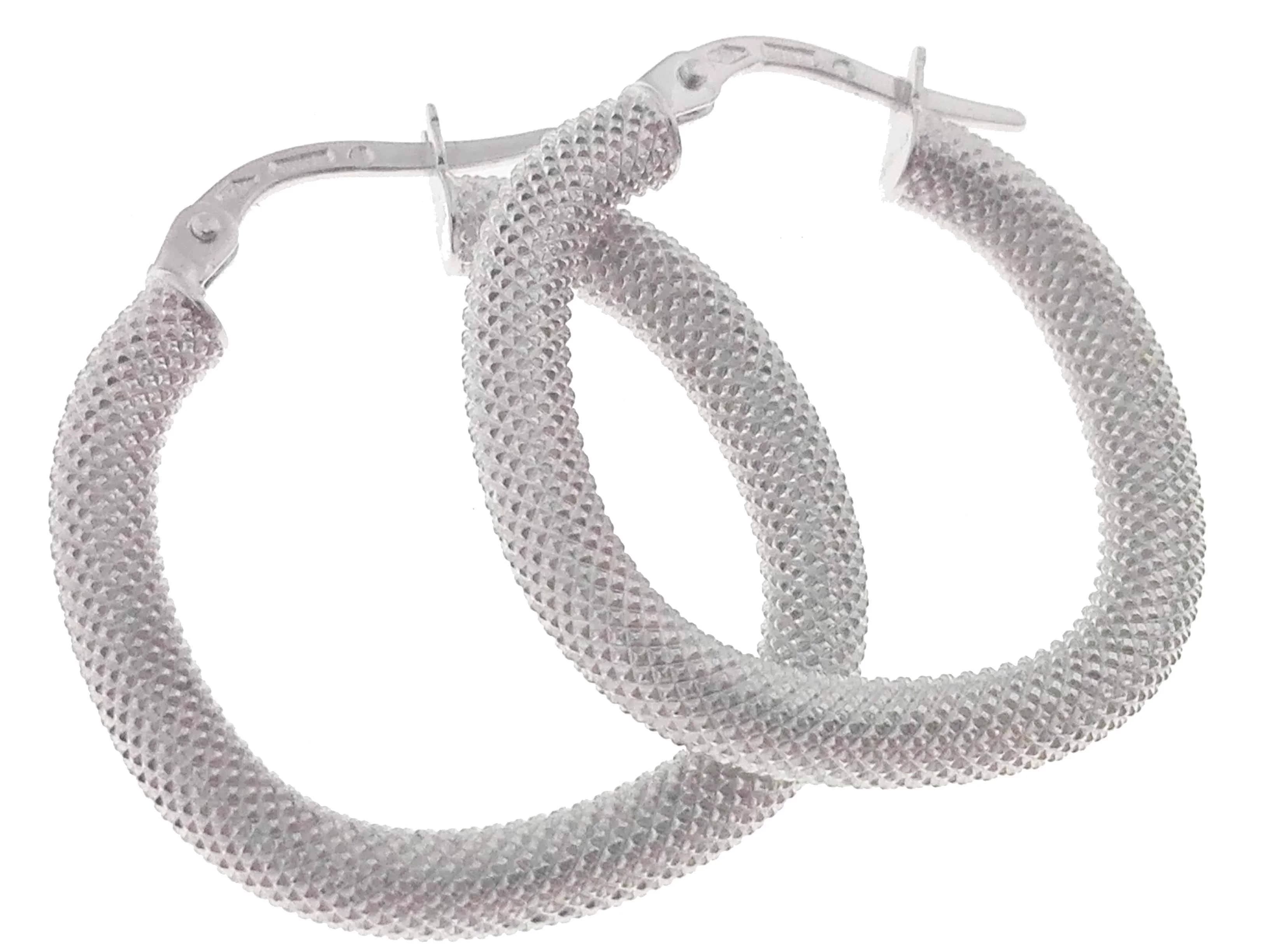 Orecchini Donna Cerchio Oro Bianco 18 kt Carati Ct 750 2,30 gr