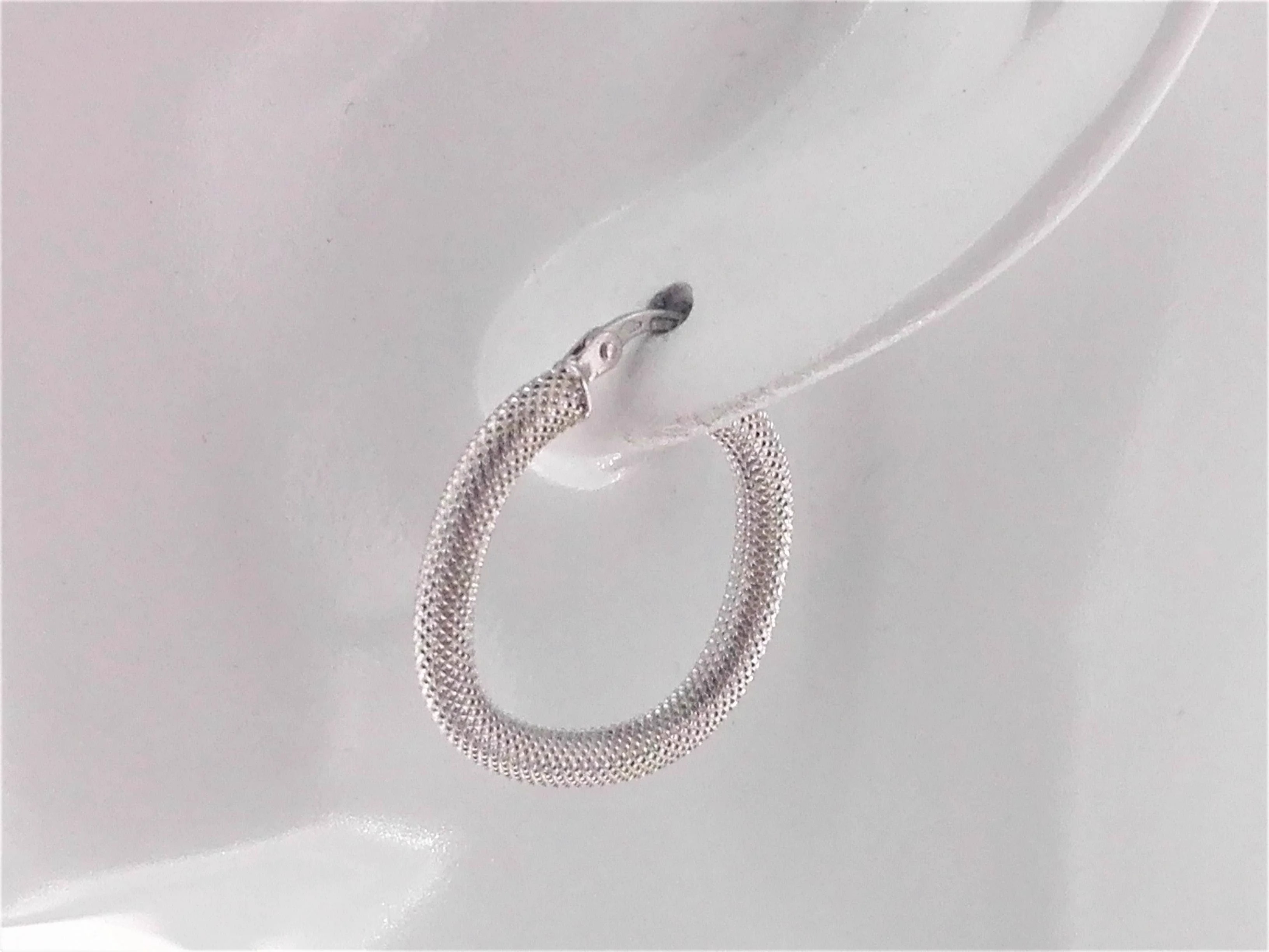 Orecchini Donna Cerchio Oro Bianco 18 kt Carati Ct 750 2,30 gr - immagine 2