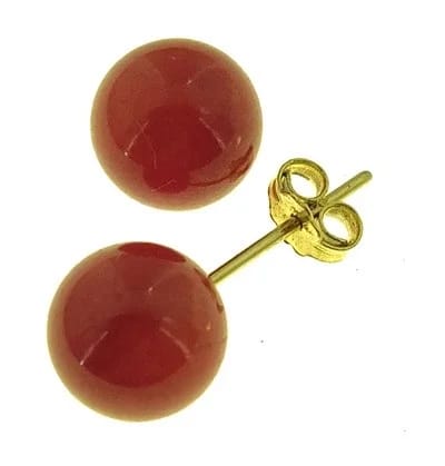 Orecchini Donna Corallo del Mediterraneo Oro Giallo 18 kt Carati Ct 750 0,85 Gr