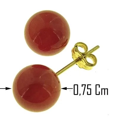 Orecchini Donna Corallo del Mediterraneo Oro Giallo 18 kt Carati Ct 750 1,60 Gr - immagine 2