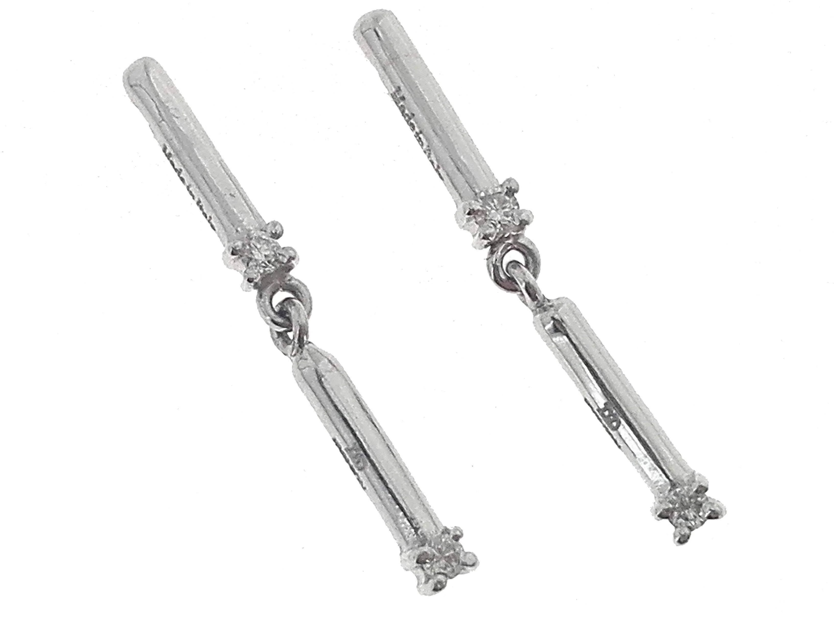 Orecchini Donna Diamanti Oro Bianco 18 Kt Carati 750 2,20 Gr 0,08 Ct