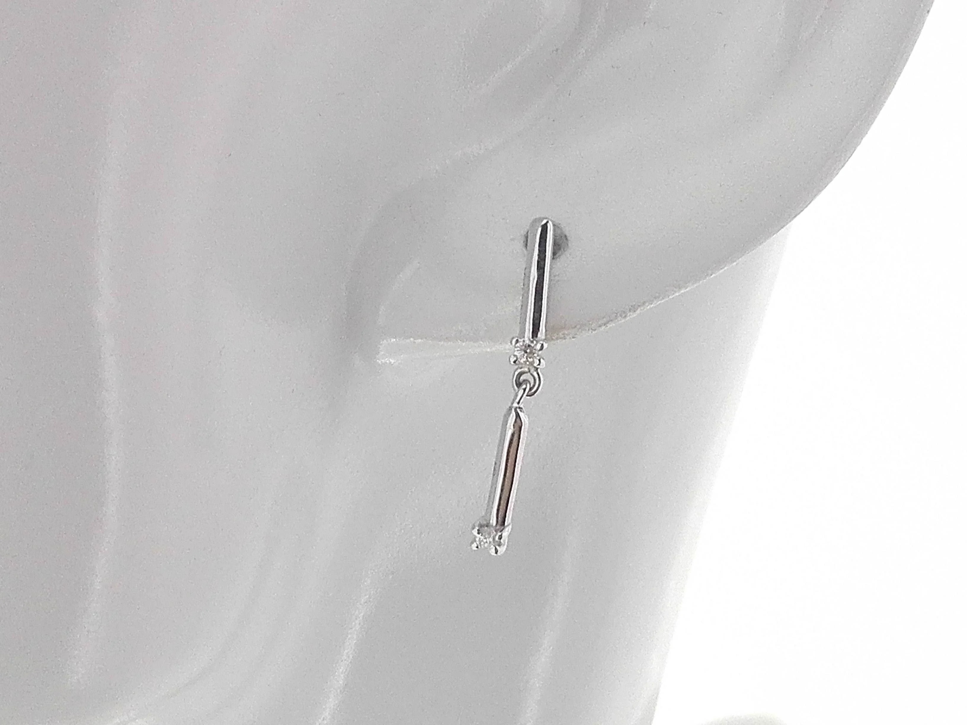 Orecchini Donna Diamanti Oro Bianco 18 Kt Carati 750 2,20 Gr 0,08 Ct - immagine 2