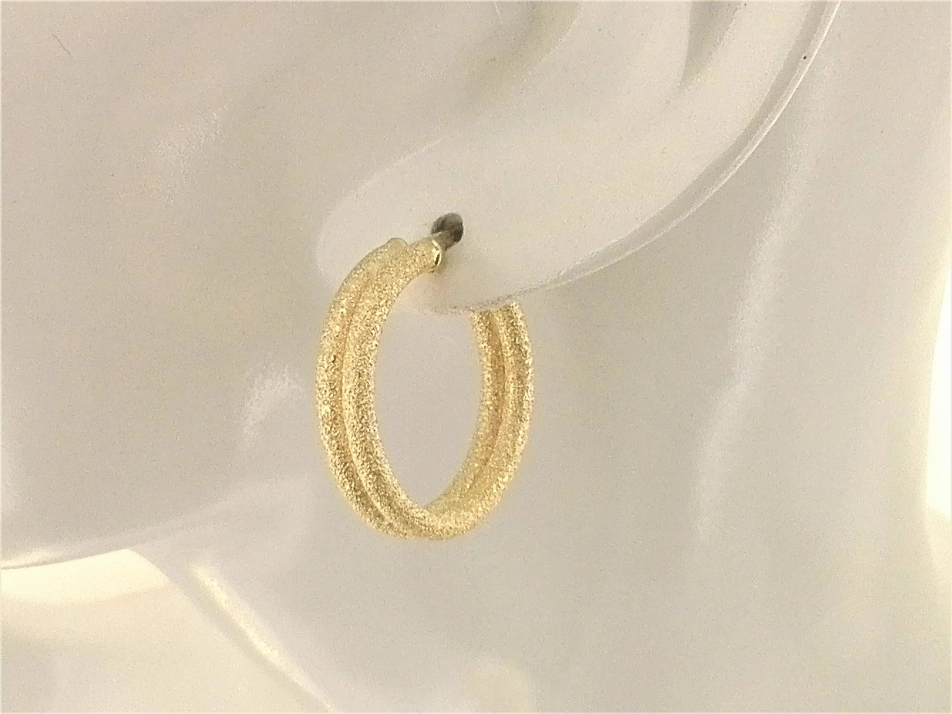 Orecchini Donna Doppio Cerchio Cerchi Oro Giallo 18 kt Carati Ct 750 3,30 Gr - immagine 2